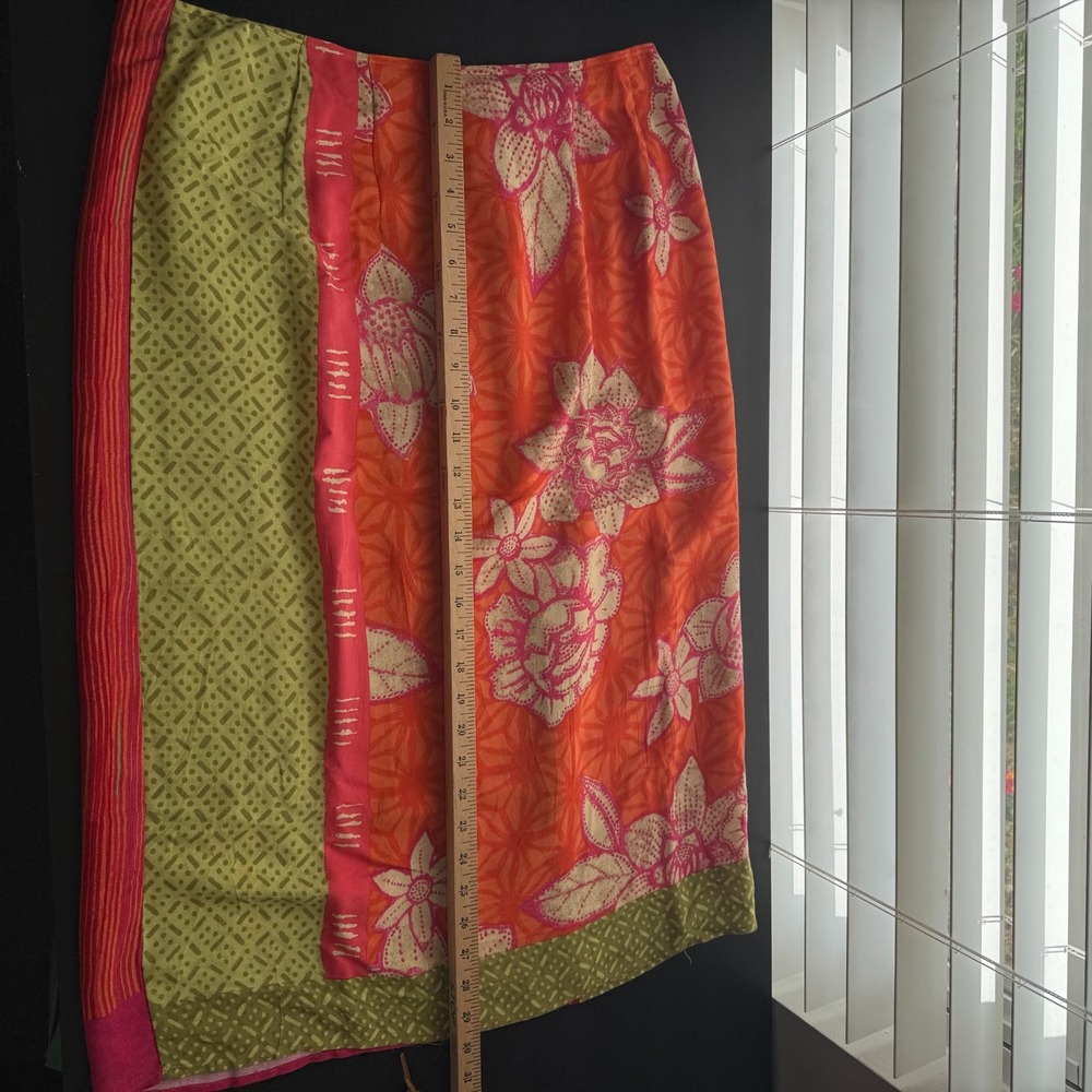 VTG Sigrid Olsen Sport Wrap Skirt Women's Size 12 Orange Pink‎ Floral Tropical - Picture 10 of 11